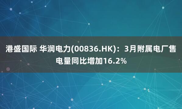 港盛国际 华润电力(00836.HK)：3月附属电厂售电量同比增加16.2%